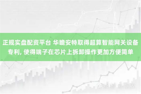 正规实盘配资平台 华瞻安特取得超算智能网关设备专利, 使得端子在芯片上拆卸操作更加方便简单